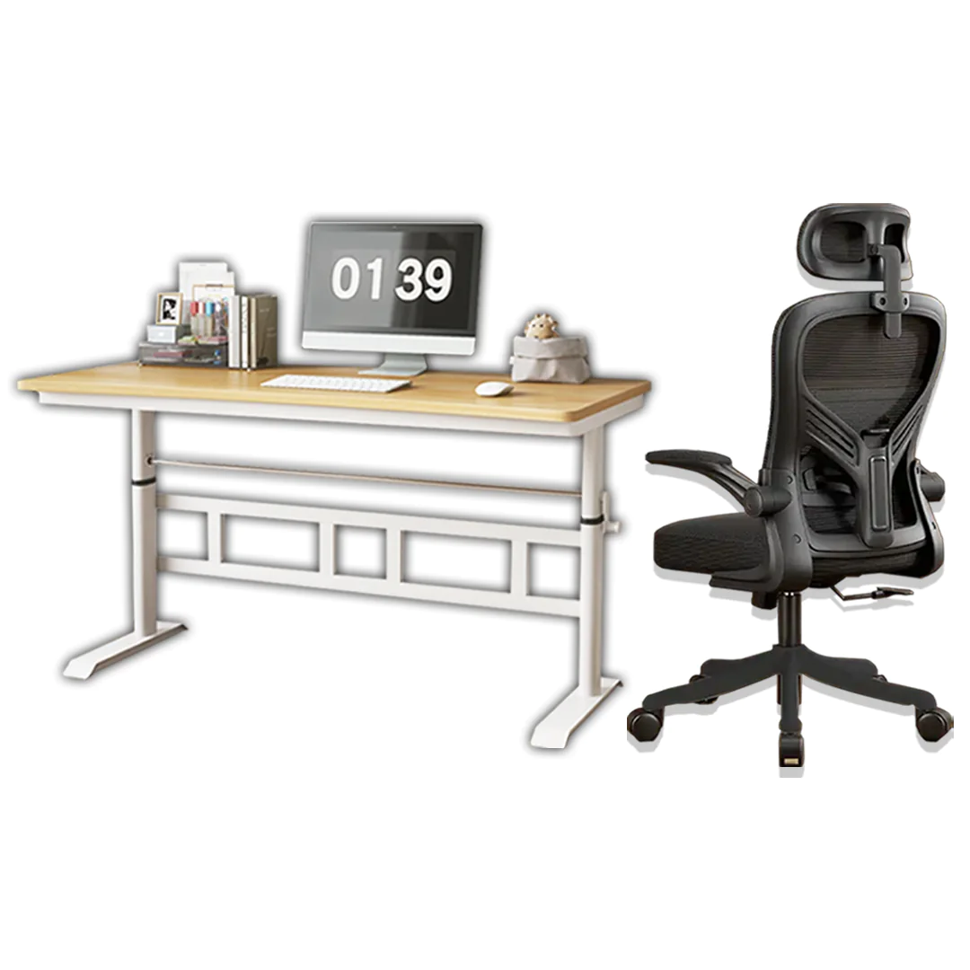 Office Chair (Black) + Adjustable Table (140cm) – Combo Deal