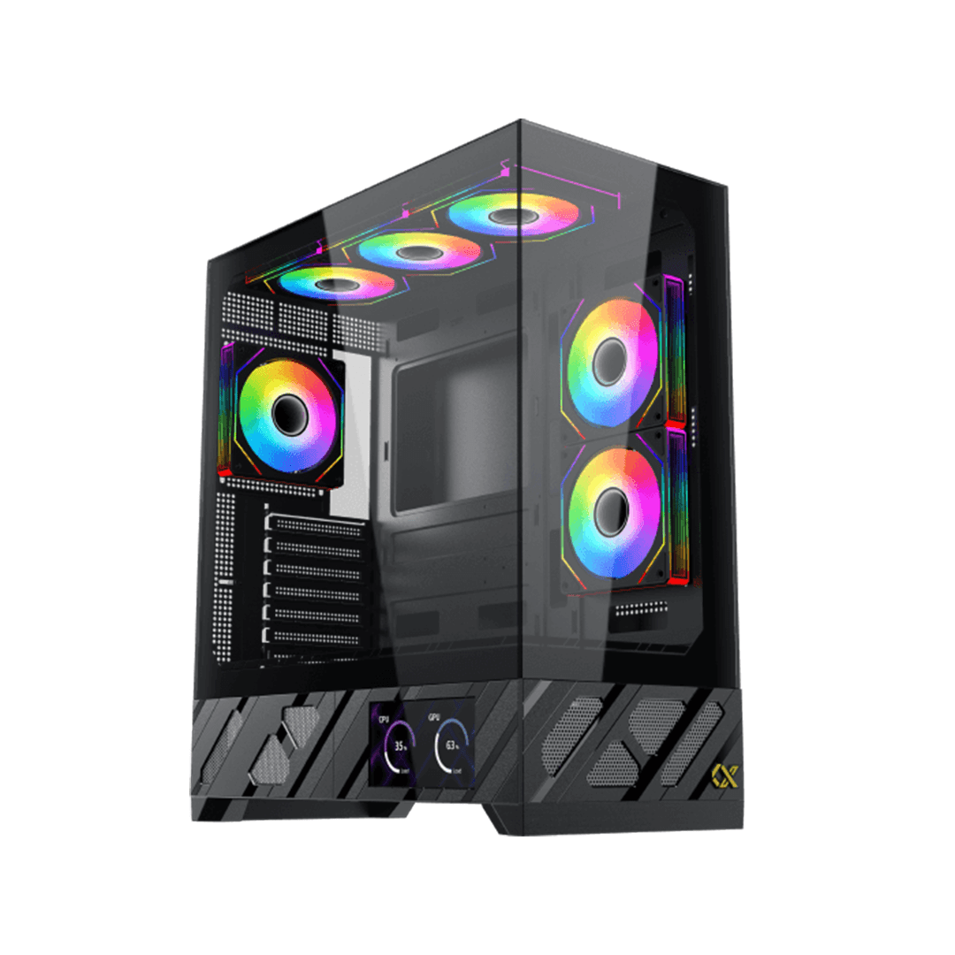XIGMATEK ALPHARD PRO CASE – Smart 6" LCD Display, 360mm Radiator Support, Tempered Glass, Steel Build