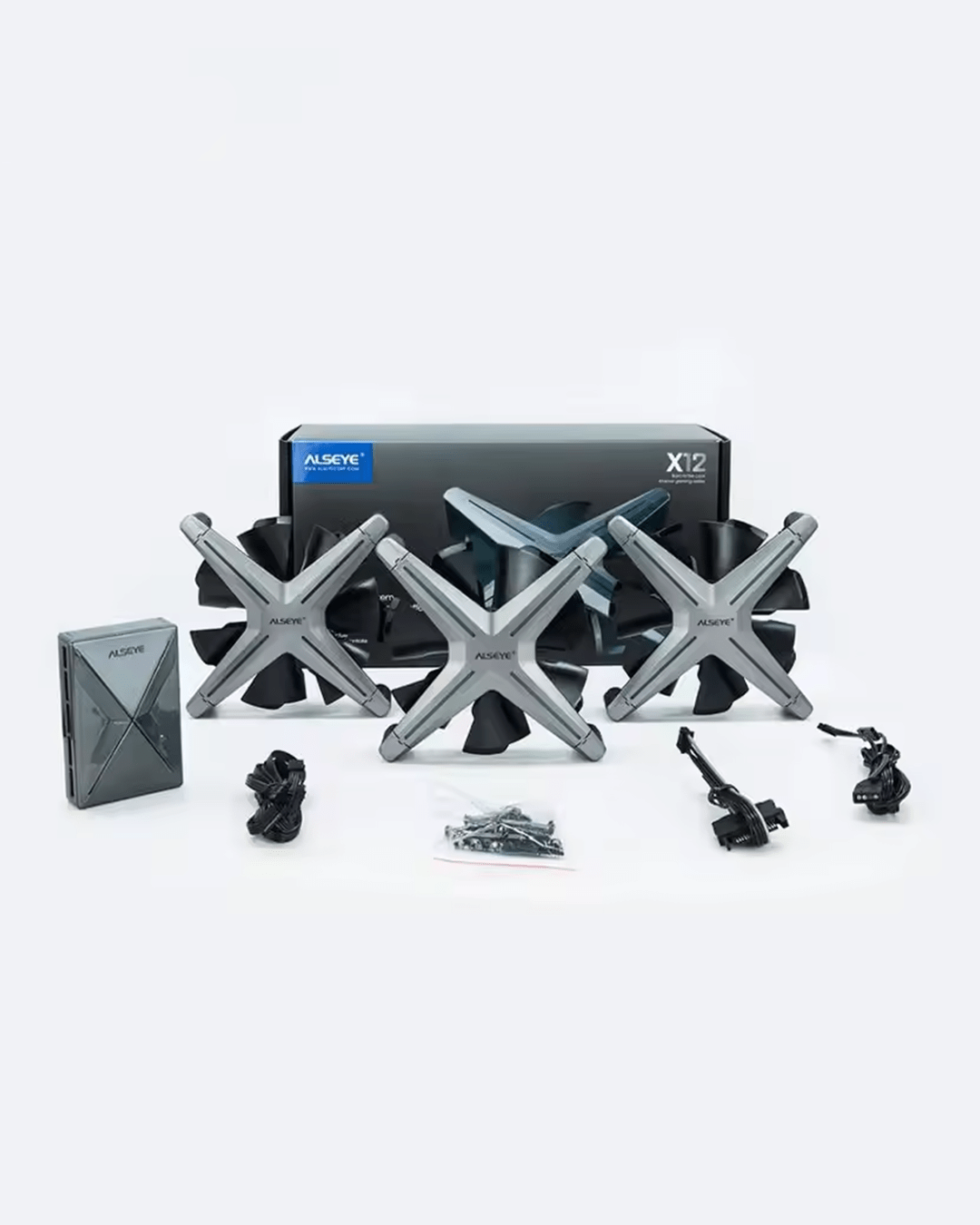 ALSEYE X12 120mm 3 Fans 4-Pin Cooling Fan 12V with 26 Adjustable LEDs & 5V 3-Pin RGB Control - Image 2