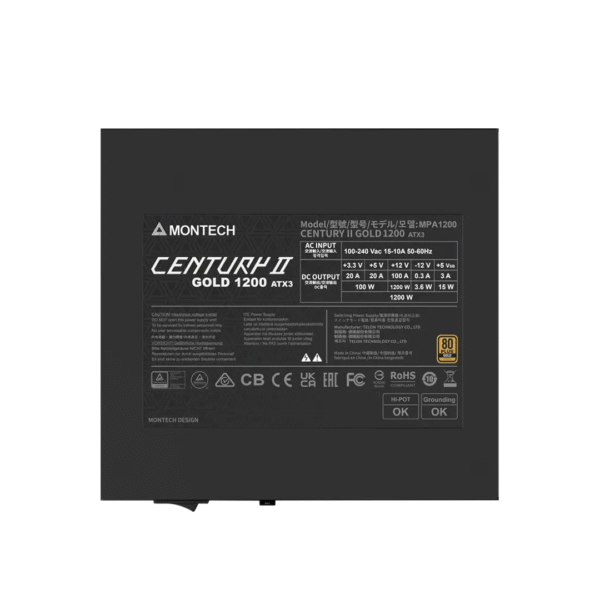 Montech Century II Power Supply – ATX v3.1 & PCIe 5.1 Ready, Fully Modular, 80+ Gold Efficiency - Image 6