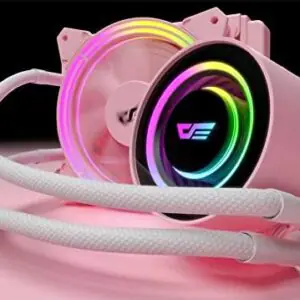 darkFlash Twister DX120 Liquid CPU Cooler, High Performance, Aluminium Build, Low Noise, Compatible with INTEL 115x and AMD AM4, 40,000 Hours MTTF, Pink