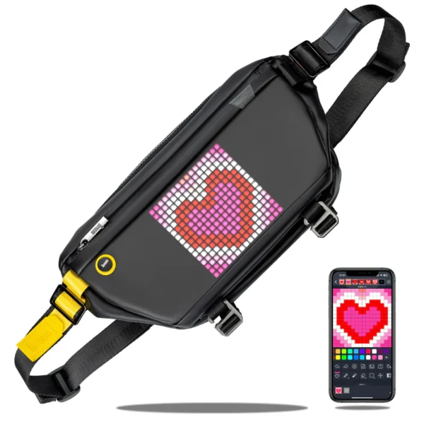 Divoom Sling Bag-V with App Control, LED Sling Bag for Men, DIY Pixel Art Fashion Waterproof Shoulder Bag for Gift, Party, Festival