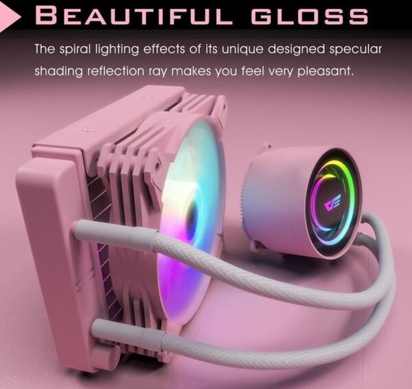 darkFlash Twister DX120 Liquid CPU Cooler, High Performance, Aluminium Build, Low Noise, Compatible with INTEL 115x and AMD AM4, 40,000 Hours MTTF, Pink - Image 4