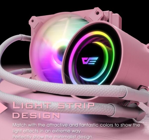 darkFlash Twister DX120 Liquid CPU Cooler, High Performance, Aluminium Build, Low Noise, Compatible with INTEL 115x and AMD AM4, 40,000 Hours MTTF, Pink - Image 6