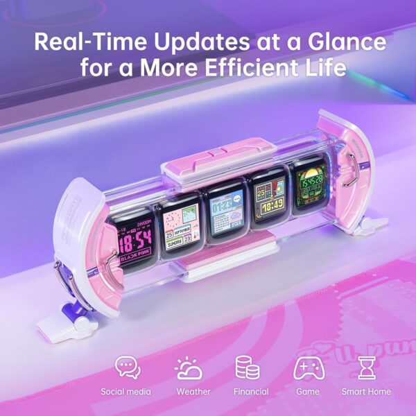 Divoom Times Gate - Cute Gaming Digital Clock with Smart App-Controlled, Support Weather Forecast, Stock Market/Exchange Rate, Social Media, Pixel Art Display for Gamers & Home Office Decor (Pink) - Image 5
