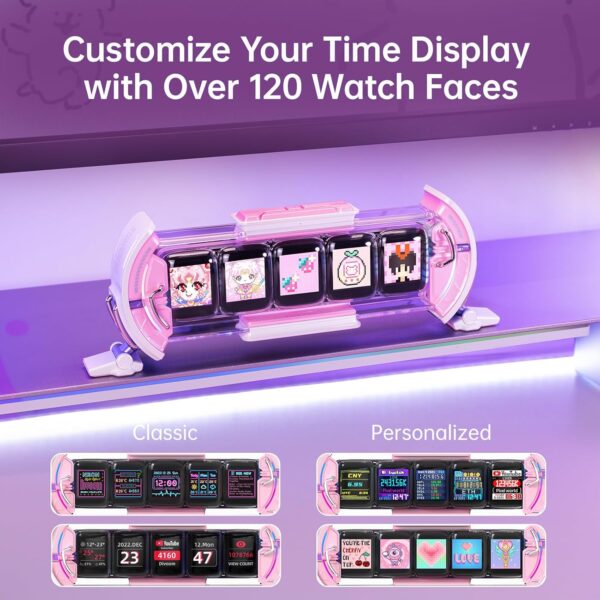 Divoom Times Gate - Cute Gaming Digital Clock with Smart App-Controlled, Support Weather Forecast, Stock Market/Exchange Rate, Social Media, Pixel Art Display for Gamers & Home Office Decor (Pink) - Image 8