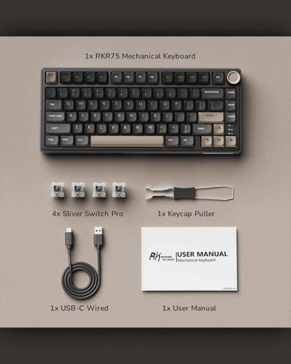 RK ROYAL KLUDGE M75 — 75% Wired Mechanical Keyboard (Blue Switch / Hot-Swappable / RGB Backlit / Arabic–English Layout) - Image 8