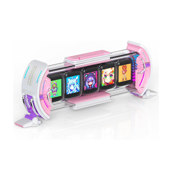 Divoom Times Gate - Cute Gaming Digital Clock with Smart App-Controlled, Support Weather Forecast, Stock Market/Exchange Rate, Social Media, Pixel Art Display for Gamers & Home Office Decor (Pink)