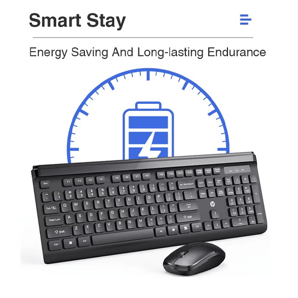 HP CS500 wireless keyboard (Arabic-English) and mouse combo with 104 keycaps keyboard, plug & play, ergonomic design mouse for office home computer pc laptop black - Image 4