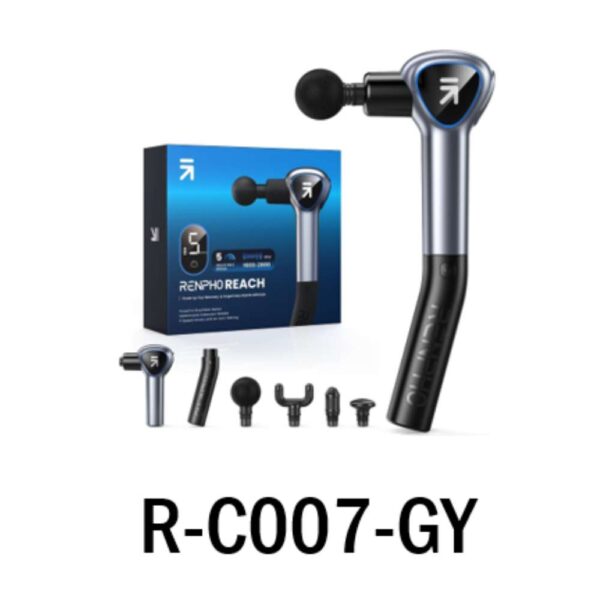 RENPHO Reach Massage Gun (R-C007) – Deep Tissue 5-Speed Percussion Gun with Detachable Extended Handle, 4 Massage Heads & USB-C Fast Charging - Image 2