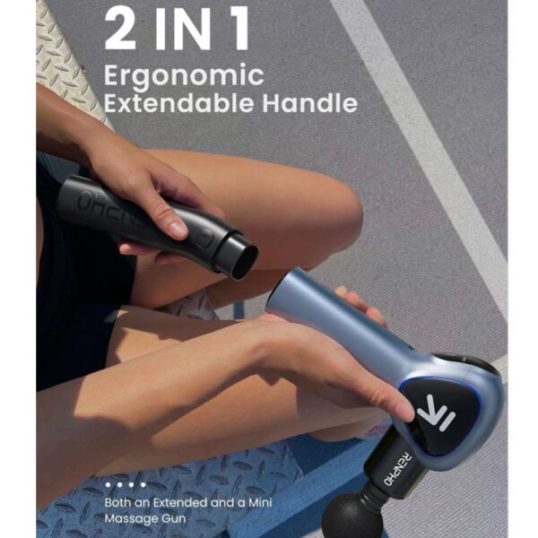 RENPHO Reach Massage Gun (R-C007) – Deep Tissue 5-Speed Percussion Gun with Detachable Extended Handle, 4 Massage Heads & USB-C Fast Charging - Image 6