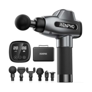 RENPHO Massage Gun C3 RF-GM168 – Deep Tissue Percussion Muscle Massager with 20 Speeds & 6 Heads