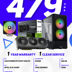 ASUS Prime RTX 5070 12GB OC | Intel i5 13400F | 16GB DDR4 3200MHz \ 500GB SSD 750W Power Supply