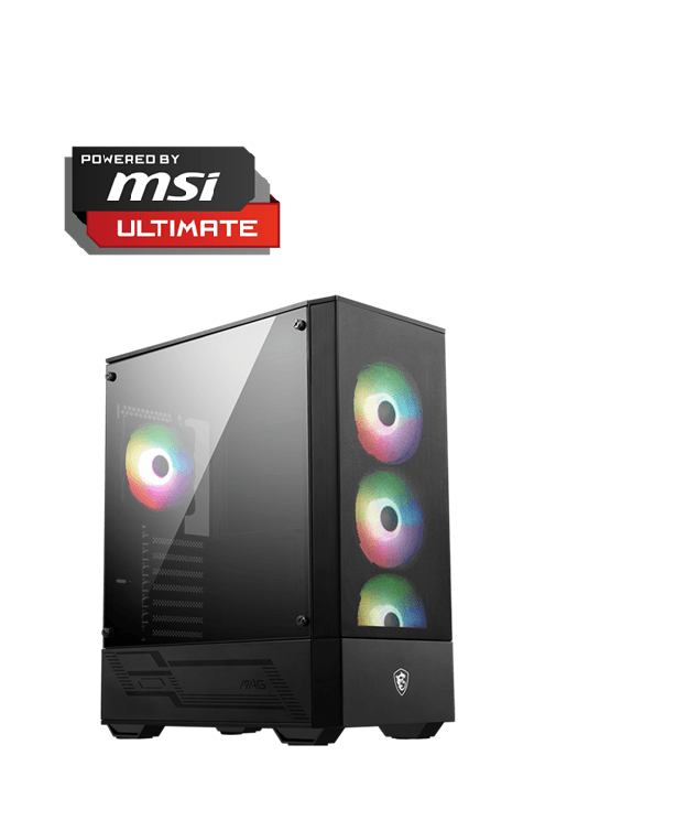 Powered by MSI Ultimate-I5-12400F CPU,MSI PRO B760M-G DDR4 MOTHERBOARD,MSI RTX 5060 8G SHADOW 2X OC,MSI MAG A750GL POWER SUPPLY,MSI Spatium M560 PCIe 5.0 NVMe M.2 1TB,MSI MAG CORELIQUID A13 240 Cooler,MSI MAG FORGE 112R CASE, XPG DDR4 16GB RAM