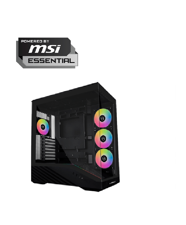 Powered By MSI Essential-I7-14700K,MSI Pro Z790 -P WiFi DDR5 LGA 1700 Black Motherboard,MSI VGA GEFORCE RTX 5060 8G GAMING TRIO OC,ADATA 1 TB M.2 SSD,16X2=32GB RAM DDR 6000MHZ,LAIN LI VECTOR CASE,DEEPCOOL 850W PSU,GAMEON 240MM LIQUID COOLER