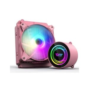 darkFlash Twister DX120 Liquid CPU Cooler, High Performance, Aluminium Build, Low Noise, Compatible with INTEL 115x and AMD AM4, 40,000 Hours MTTF, Pink