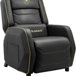 Cougar Sofa Ranger S Royal Gaming Sofa, Side Storage Pocket, Breathable PVC Leather, Headrest Lumbar Pillow, Adjustable Design, Up to 160Kg Weight Capacity, Black/Gold