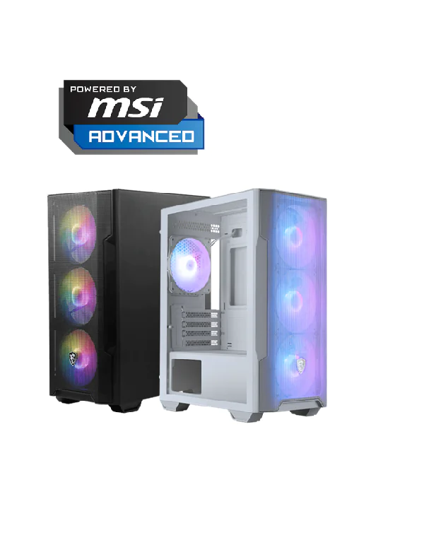 Powered By MSI Advanced-RYZEN 5 9600X CPU,MSI MAG CORELIQUID A13 240 White Cooler,MSI PRO B650-P WiFi AM5 Motherboard,MSI RTX 5060 8G SHADOW 2X OC,MSI GeForce RTX 5060 8G Gaming OC VGA,MSI MAG FORGE M100R WHITE CASE,G.SKILL 16X2=32GB RAM 6000MHZ,KINGSTON M.2 1 TB SSD,