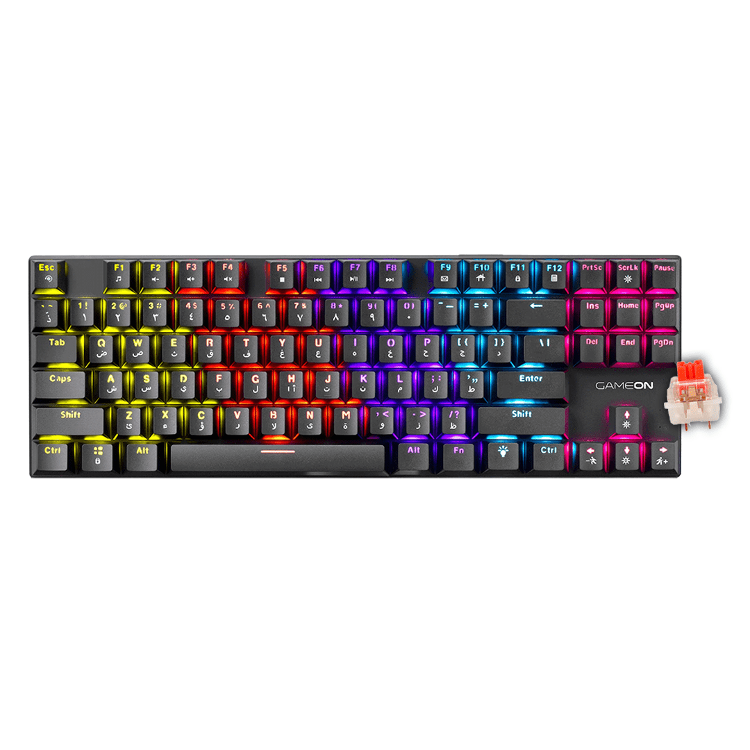 GAMEON KENORA Series GOMK87-RS 80% RGB Mechanical Wired Gaming Keyboard, Red Switch – English/Arabic