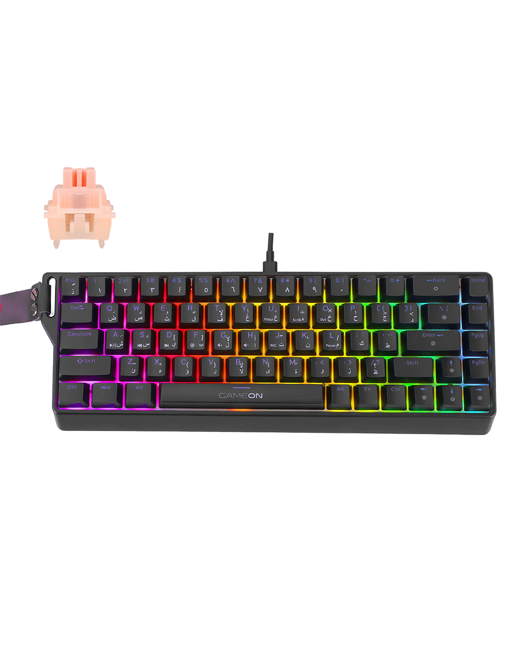 GAMEON VOLT Series GOMGK68-RS 60% RGB Magnetic Wired Gaming Keyboard with Customization Software, Pink Switch - English/Arabic - Image 10