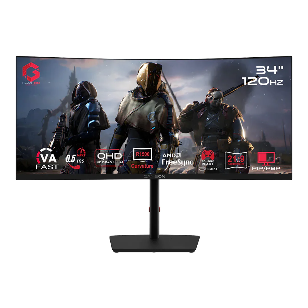 GAMEON GOC34WQHD120VA Spectra Pro Series 34" WQHD, 120Hz, 0.5ms MPRT, HDMI 2.1, Fast VA Panel, Curved 1500R, 21:9 UltraWide (Supports PS5) – Black