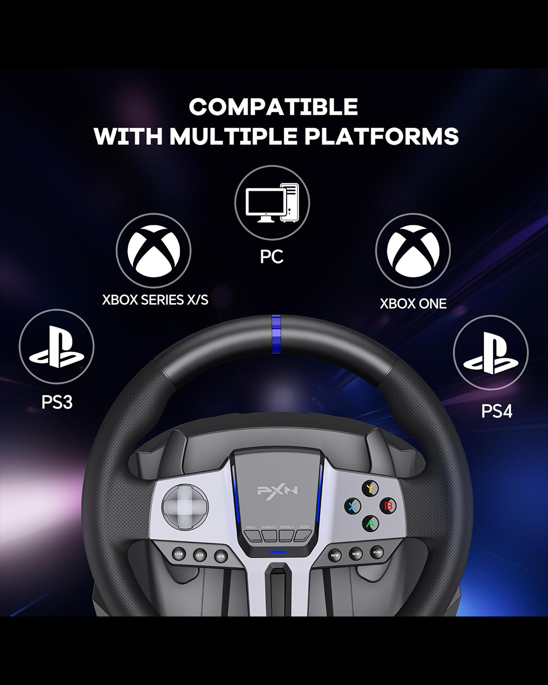 PXN V9 Gen2 Racing Wheel – 270°/900° | Shifter | Pedals | Multi-Platform Support Steering System (Main Contro - Image 2