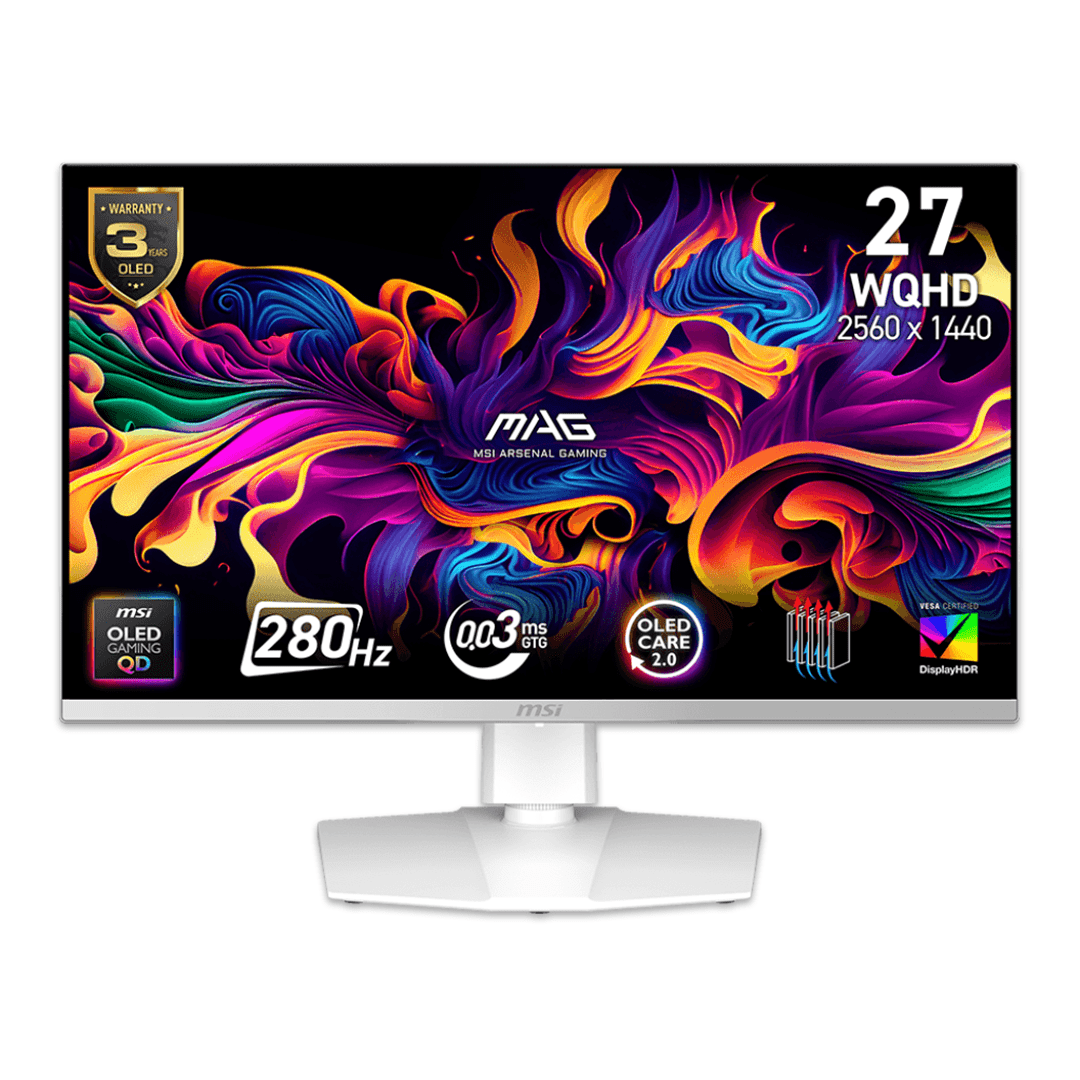 MSI MAG 272QPW QD-OLED X28 27” QHD (2560×1440) 280Hz Gaming Monitor – QD-OLED Panel, 0.03ms Response