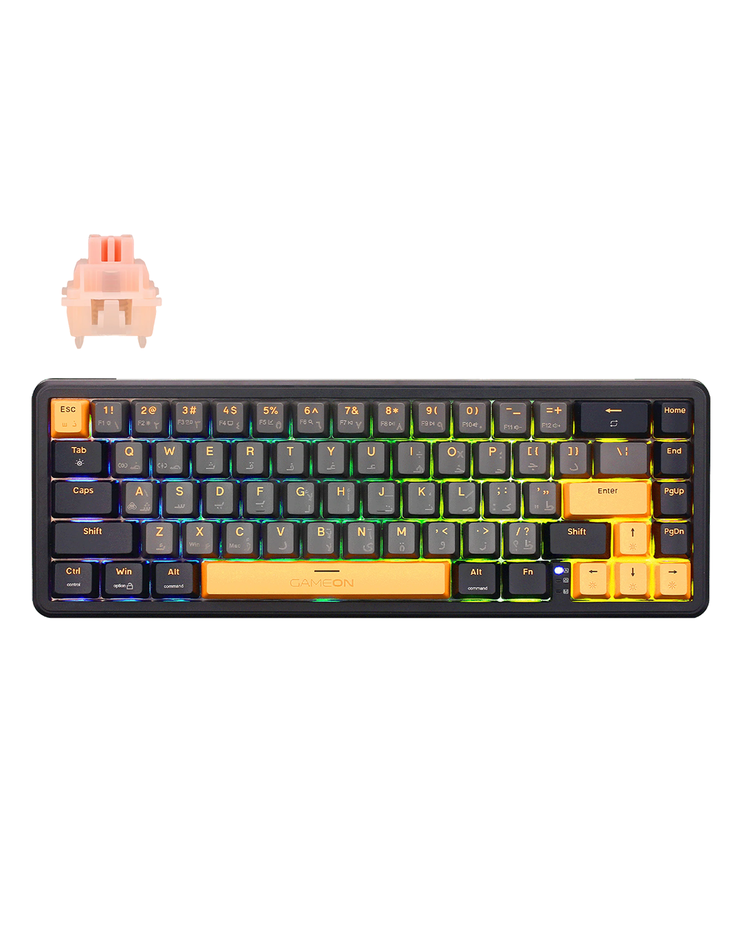 GAMEON MAGPRO Series GOMG1K8-RS 60% RGB Magnetic Wired Gaming Keyboard with Customization Software & Wrist Band, Pink Switch - English/Arabic - Image 2