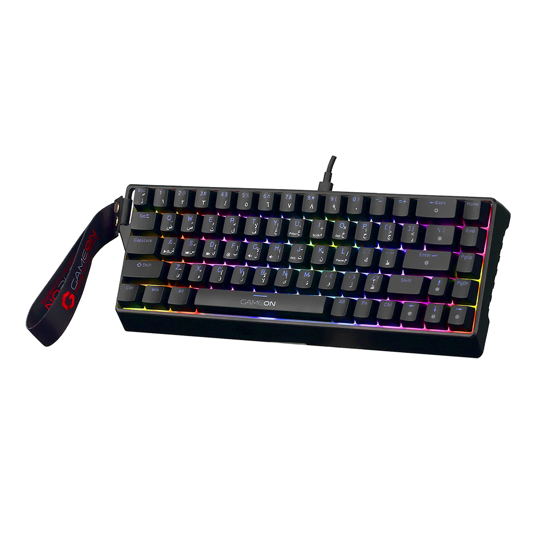 GAMEON VOLT Series GOMGK68-RS 60% RGB Magnetic Wired Gaming Keyboard with Customization Software, Pink Switch - English/Arabic
