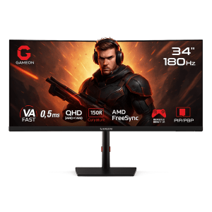 GAMEON GOC34WQHD180VA Spectra Pro Series 34" WQHD, 180Hz, 0.5ms MPRT, HDMI 2.1, Fast VA Panel, Curved 1500R, 21:9 UltraWide (Supports PS5) – Black