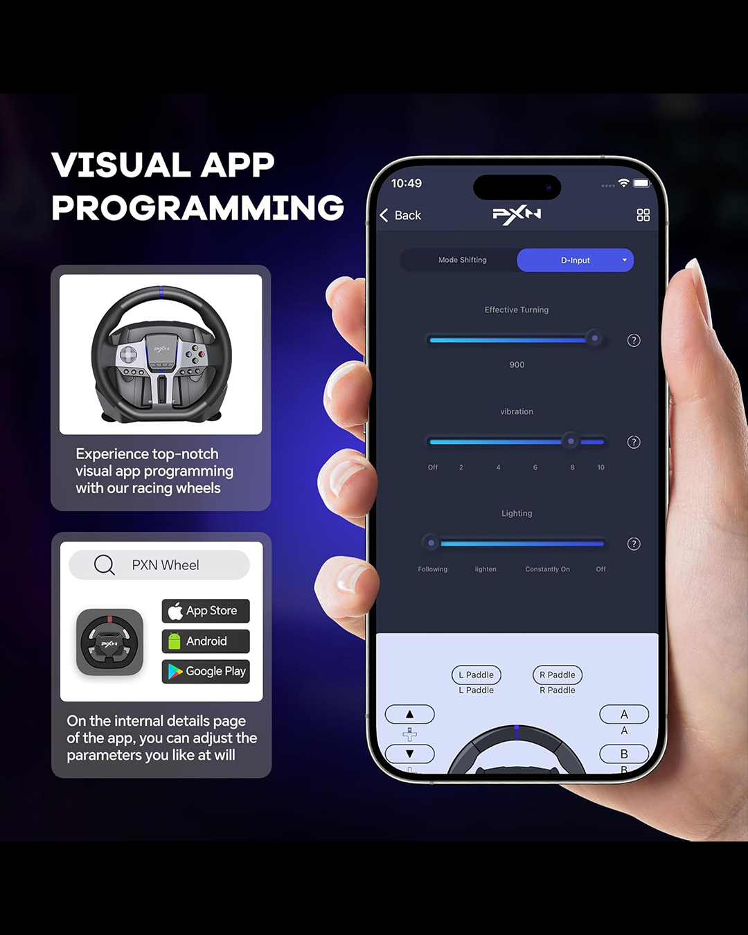 PXN V9 Gen2 Racing Wheel – 270°/900° | Shifter | Pedals | Multi-Platform Support Steering System (Main Contro - Image 3