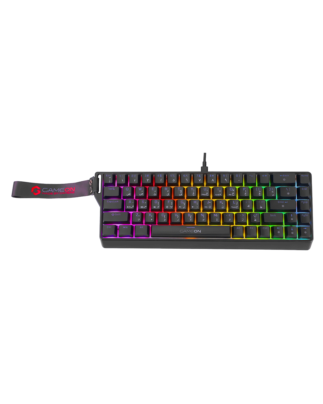 GAMEON VOLT Series GOMGK68-RS 60% RGB Magnetic Wired Gaming Keyboard with Customization Software, Pink Switch - English/Arabic - Image 2