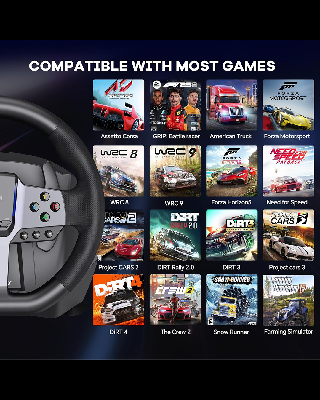 PXN V9 Gen2 Racing Wheel – 270°/900° | Shifter | Pedals | Multi-Platform Support Steering System (Main Contro - Image 7