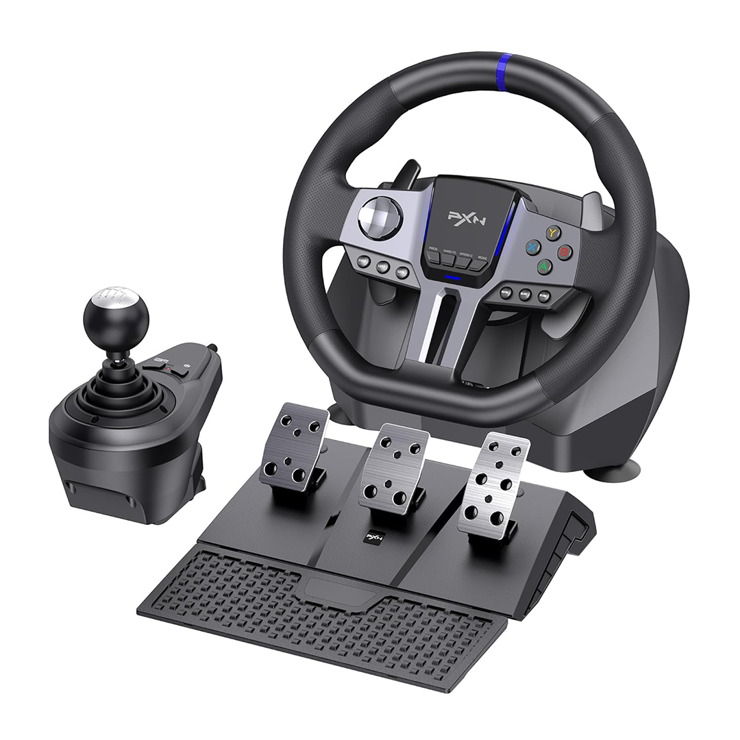 PXN V9 Gen2 Racing Wheel – 270°/900° | Shifter | Pedals | Multi-Platform Support Steering System (Main Contro
