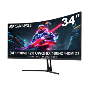 SANSUI ES-G34C5 | 34” Curved | 2K UWQHD | 180Hz | 0.5ms | HDMI 2.1 – Gaming Monitor