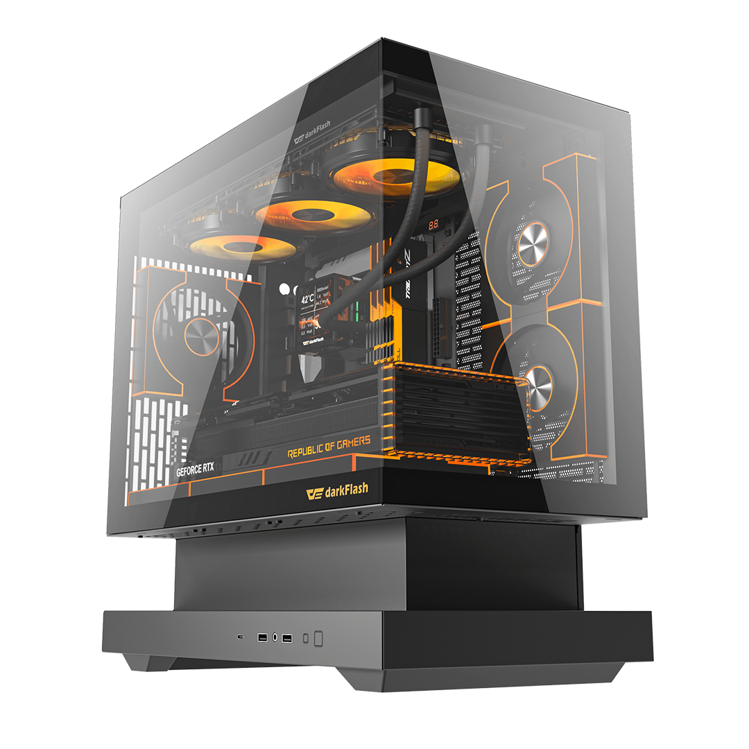 darkFlash Loatron F1 (2025) Micro-ATX Case | 6 ARGB Fans | High Airflow | Type-C | 360mm AIO Support