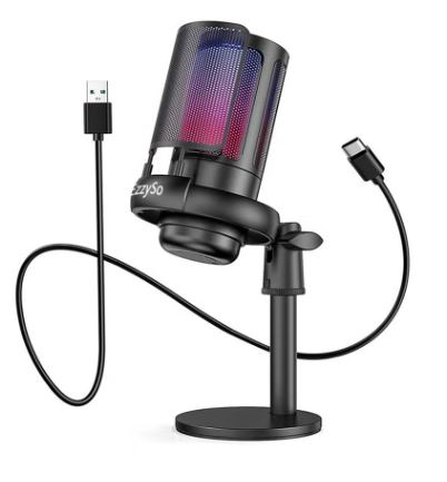 Gaming Microphone for PC – USB Condenser Mic with RGB Lighting & Quick Mute | Compatible with Mac, PS4, PS5 | Streaming, Podcast, Recording