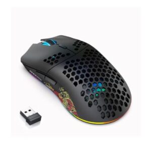 Wireless Gaming Mouse Honeycomb Ultralight – RGB Rechargeable Mouse with 6 Programmable Buttons & Adjustable 4800 DPI for PC, Laptop & Mac