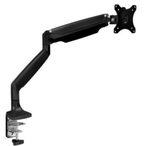 Adjustable Gas Spring Single Monitor Arm Desk Mount – Full Motion Articulating | VESA Compatible 21”–32” Screens | Clamp & Grommet Base