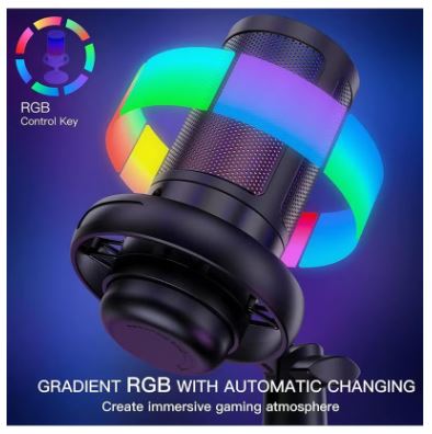 Gaming Microphone for PC – USB Condenser Mic with RGB Lighting & Quick Mute | Compatible with Mac, PS4, PS5 | Streaming, Podcast, Recording - Image 3