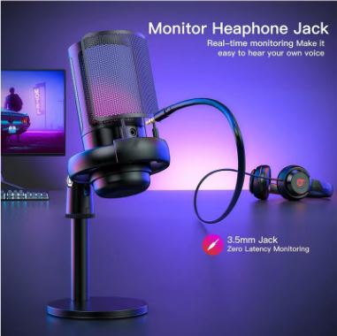Gaming Microphone for PC – USB Condenser Mic with RGB Lighting & Quick Mute | Compatible with Mac, PS4, PS5 | Streaming, Podcast, Recording - Image 4