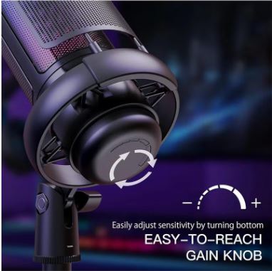 Gaming Microphone for PC – USB Condenser Mic with RGB Lighting & Quick Mute | Compatible with Mac, PS4, PS5 | Streaming, Podcast, Recording - Image 5
