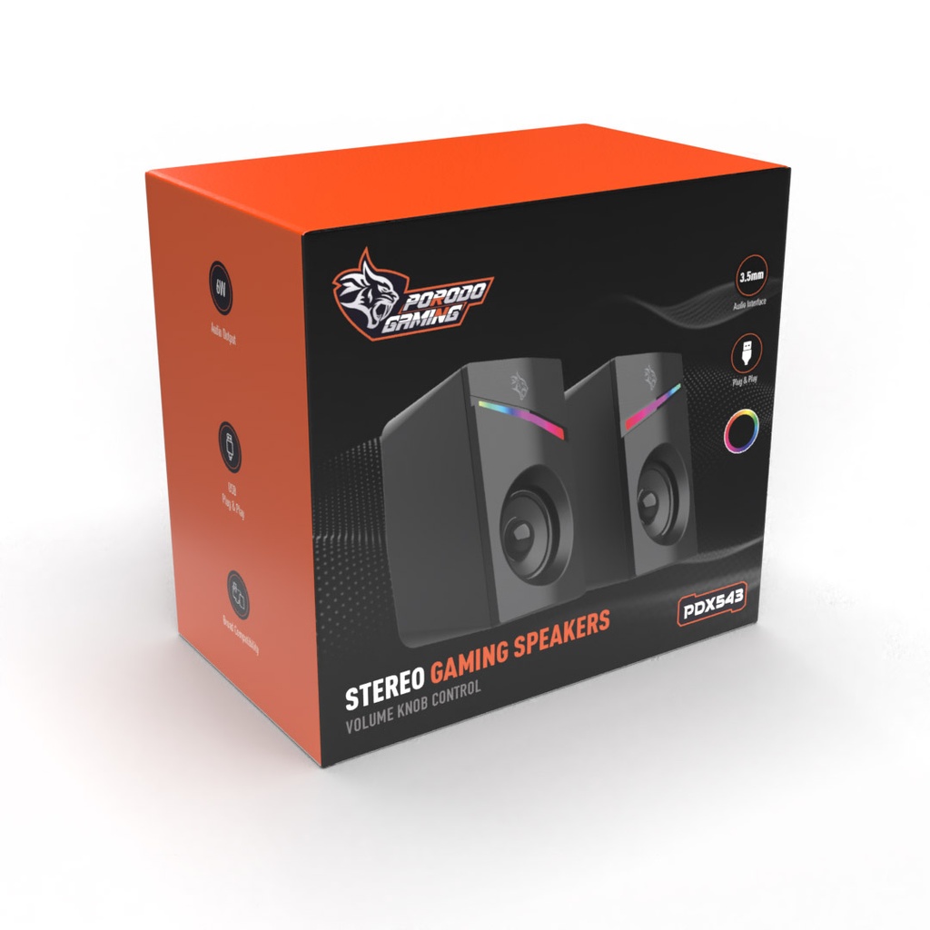 Porodo Gaming Stereo Speakers Volume Knob Control - Image 3