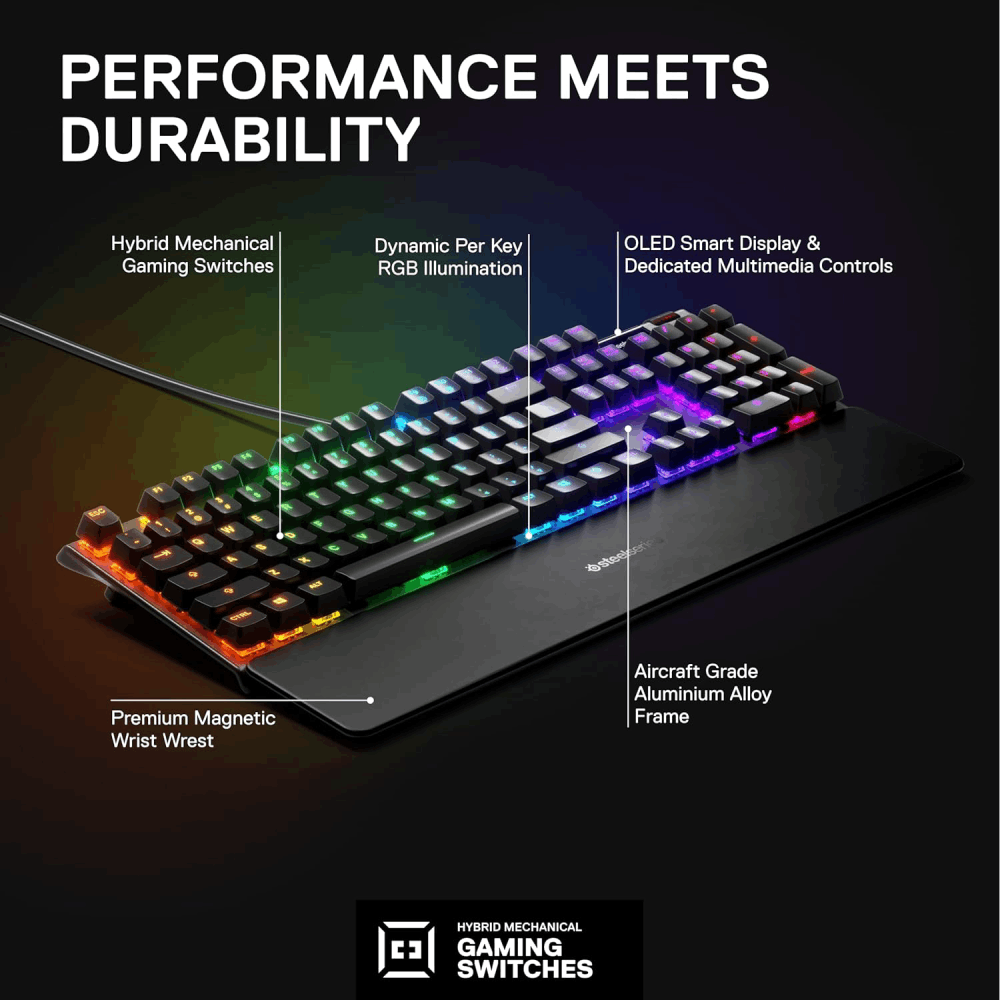SS Apex 5 US-Hybrid Mechanical Gaming Keyboard with OLED Smart Display - Image 2