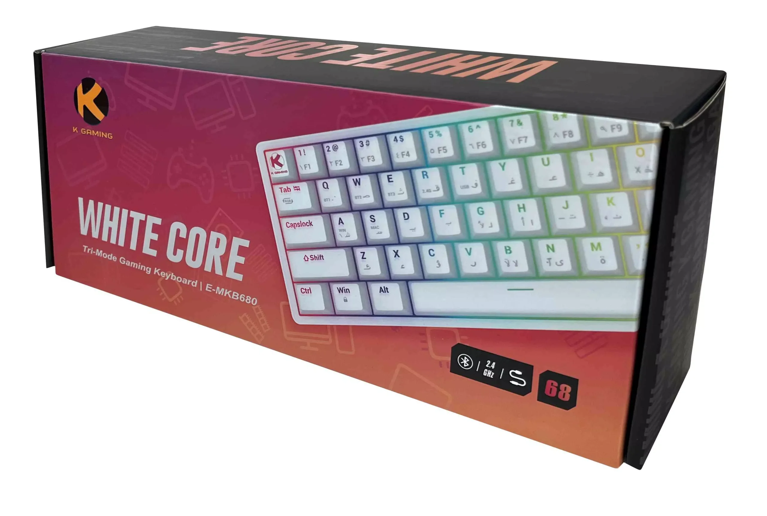 K GAMING WhiteCore GZ-071 Mechanical Gaming Keyboard Red Switch Arabic English - Image 6