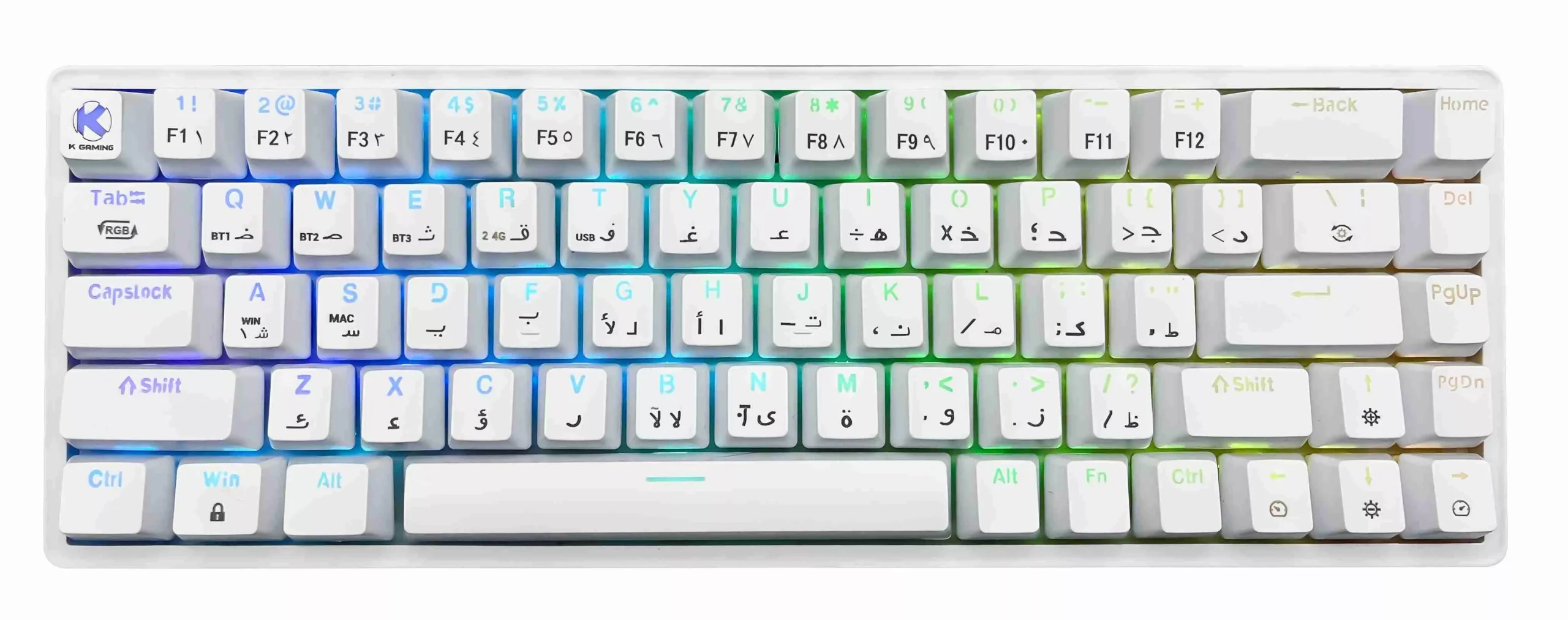 K GAMING WhiteCore GZ-071 Mechanical Gaming Keyboard Red Switch Arabic English - Image 4