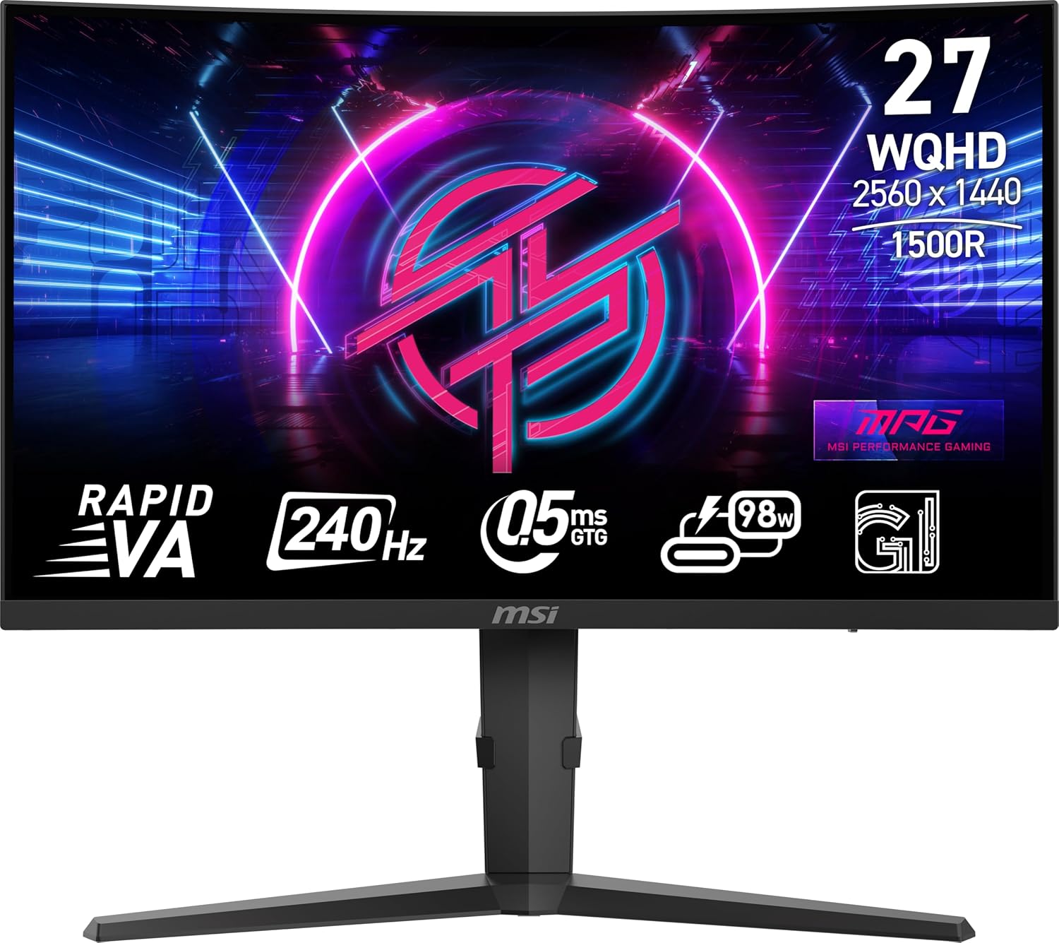 MSI MPG 275CQRXF 27-inch WQHD 240Hz Curved Gaming Monitor