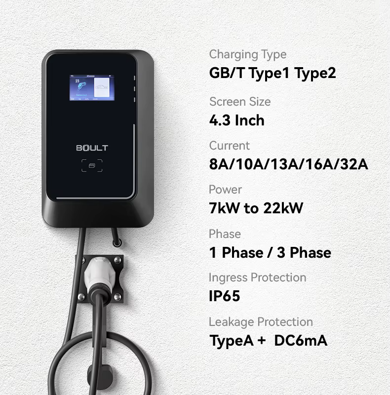 BOULT DP15 Smart EV Wallbox Charger 7kW / 11kW / 22kW Type 2 | GB/T | Type 1 AC Fast Charging Station with WiFi, Bluetooth, RFID & App Control 5m - Image 7