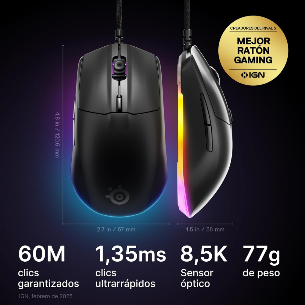 SS Rival 3 Gen 2 - Gaming Mouse – 8500 DPI RGB - Image 13